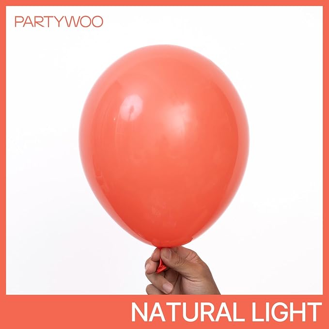 PartyWoo Coral Balloons 50pcs 12 Inch Coral Pink Light Red Latex Helium Balloons for Graduation Wedding Anniversary Baby Shower Gender Reveal Birthday Summer Themed Party Decorations Red-Y22