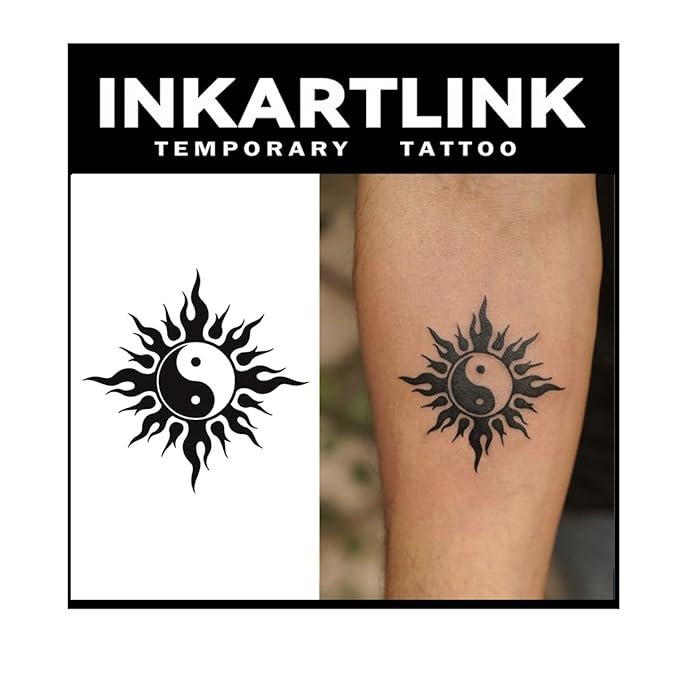 INKARTLINK Tattoo Tech, 2 Sheets Medium Semi Permanent Tattoo, Temporary Tattoos, Last 1-2 Weeks, Waterproof, Realistic Look, No Adhesive, No Reflection (Religion Design) 158