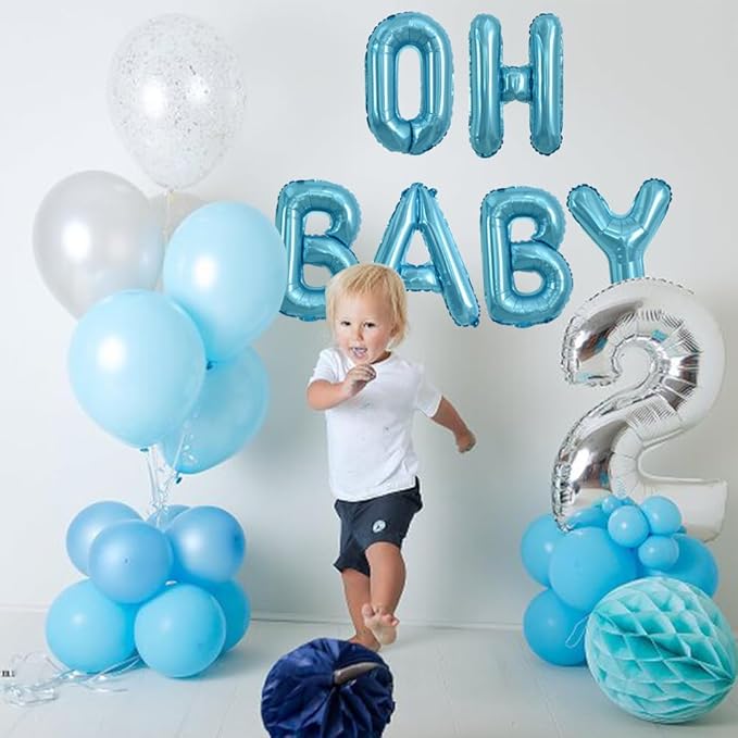 TONIFUL 52 Pieces 16 Inch Light Blue Letter A-Z Balloons,Custom Phrase Mylar Foil Alphabet Letter DIY Personalized Phrase Banner for Birthday Anniversary Celebration Graduation Party Supplies Decor