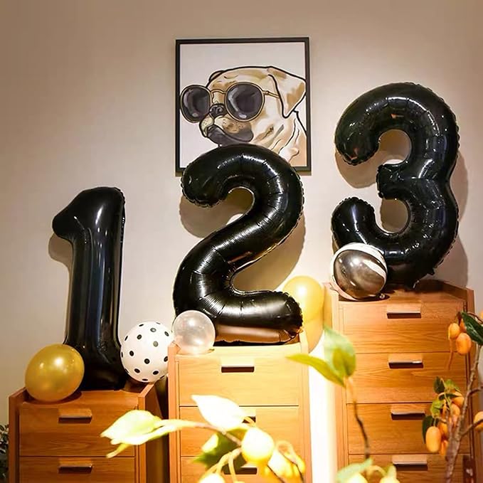 Black 40 Number Balloons Giant Jumbo Number 40 Foil Mylar Balloons for Women Men 40th Birthday Party Decorations 40 Anniversary Events Supplies