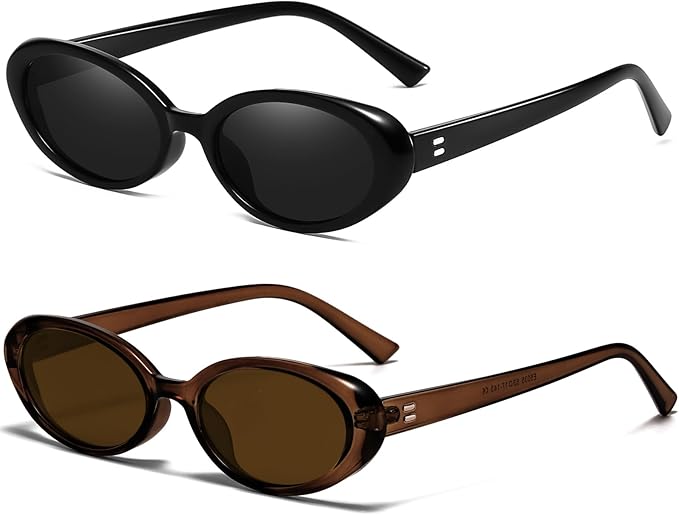 Retro Oval Sunglasses for Women Men Fashion Small Oval Sunglasses 90s Vintage Shades