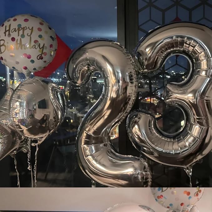 40 inch Silver Number Balloon Giant Foil Helium Balloons Silver Number 3 Balloon for 3rd Birthday Party Anniversary Decorations Supplies