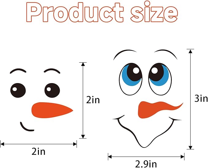 52PCS Snowman Face Stickers for Crafts, Snowman Face Decals for Christmas Ball Ornaments, Cups, Mugs, Jars, Window Stickers, DIY Christmas Tree Ornaments Decorations Holiday Crafts