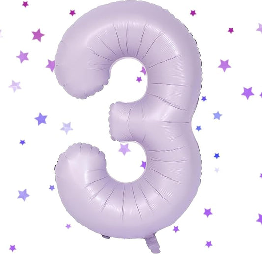 40 Inch Purple Number Balloons Light Purple 3 Balloon Matte purple Birthday Balloons 0-9 Birthday Wedding Party digital Decorations (Number 3)