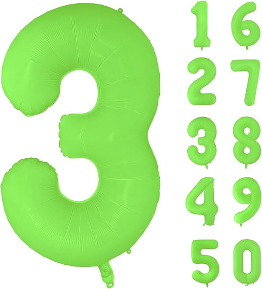Fluorescent Green Number Balloon 40 inch Giant Foil Helium Balloons Green Number 3 Balloon for 3rd Birthday Party Decorations