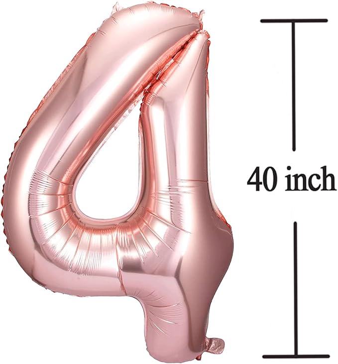 Rose Gold 40 Number Balloons Big Giant Jumbo Large Number 40 Foil Mylar Balloons for Women 40th Birthday Party Anniversary Decorations