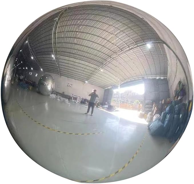 Inflatable Mirror Ball,Silver & Gold & Iridescent Giant Mirror Balloon,Big Shinny Balls,Reusable PVC Hanging Disco Sphere For Party & Wedding & Event Decoration (Silver, 60in 4.9ft 1.5m)