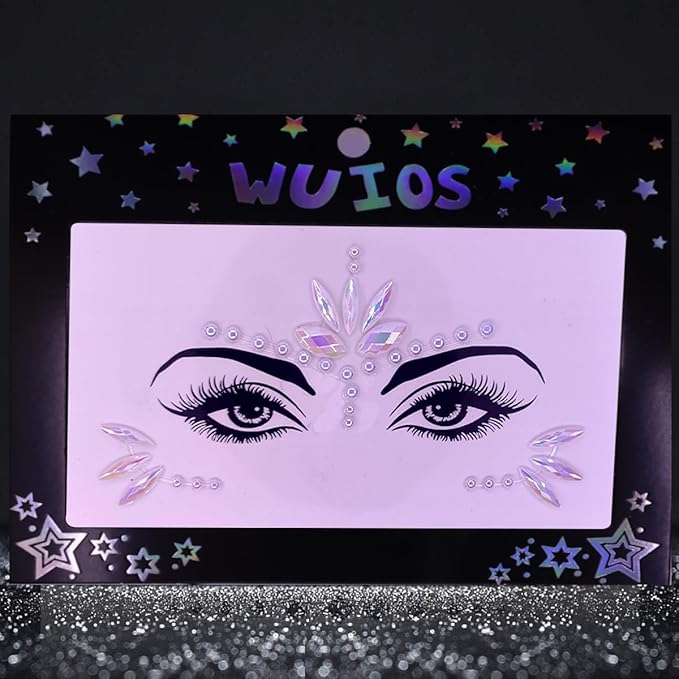 Mermaid Face Gems Stick Jewels for Women Cosplay Mermaid Halloween Club Eye Face Gems Stickers on Rave Party Gift for Kids Eye Face Jewels Temporary Tattoos Festival (Pearl)