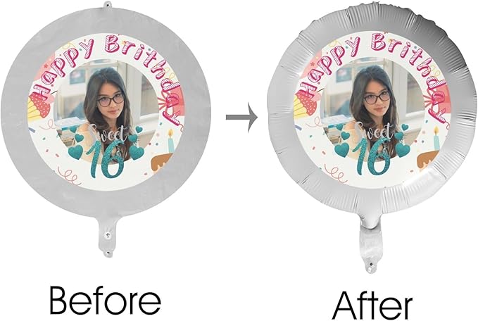 Custom Balloons Photo Text Party Personalized Picture Balloons with logo Names Balloons First Birthday, Birthday Party, 16 years old Party, Christmas Party Balloon With Stand and Pump