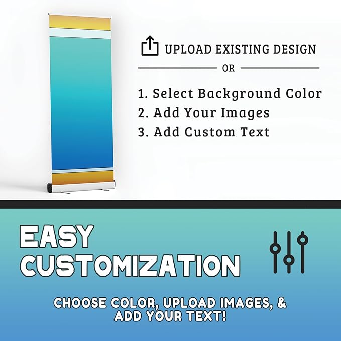 Custom Retractable Banner/Portable Personalized Customizable Pull-up Roll Up Banner with Stand and Travel case for Advertising, Business, Events