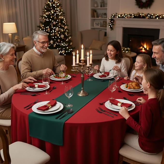 HolidayIdeas 6 Pack Red Spandex Table Skirt for 60 Inch Round Table, Fitted Stretch Covers for Christmas Receptions, Holiday Galas