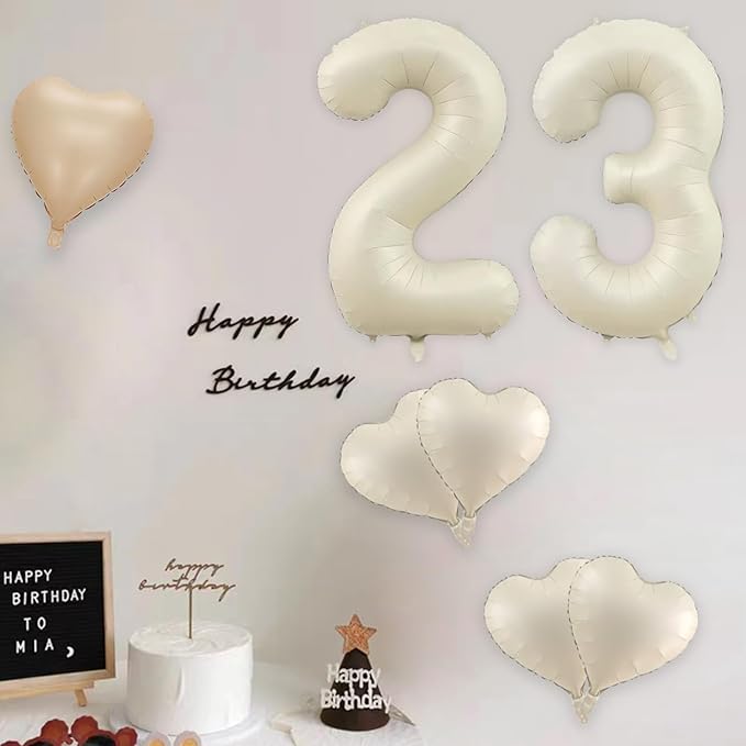 40 Inch Large Cream White 32 Balloon Numbers Big Foil Helium Number Balloons Jumbo Happy 32nd Mylar Birthday Party Decorations for Women or Men 23 Anniversary Party Supplies