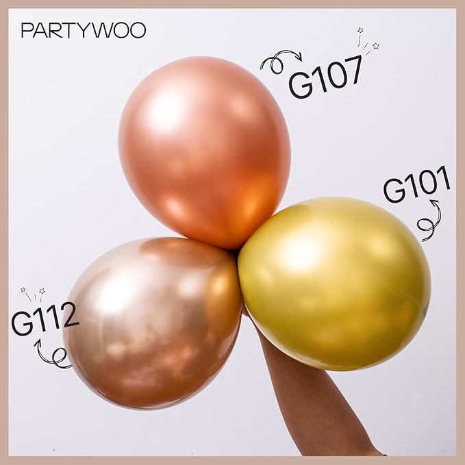 PartyWoo Metallic Rose Gold Balloons, 85 pcs Champagne Gold Balloons Different Sizes Pack of 18 Inch 12 Inch 10 Inch 5 Inch Balloons for Balloon Garland as Party Decorations, Champagne Gold-G112