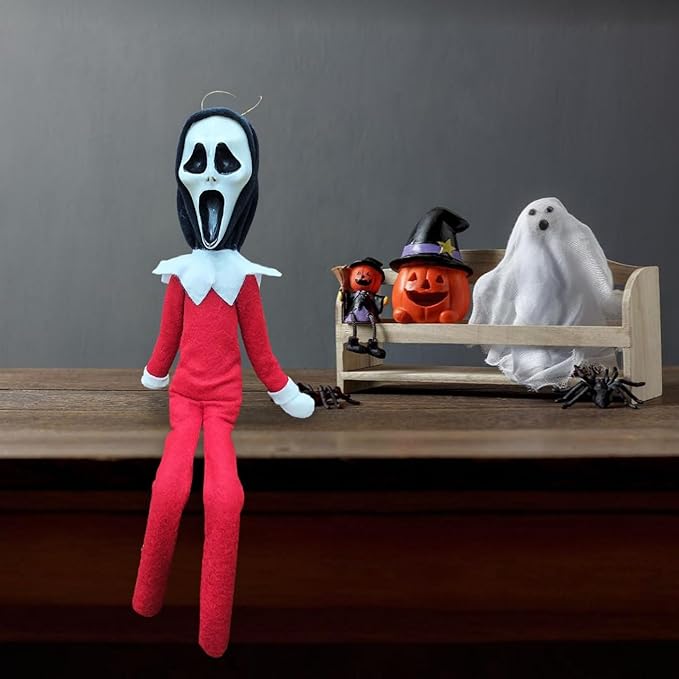 Creepy Ghost Masked Elf Decoration 35cm – Handmade Horror-Inspired Ornament for Christmas, Halloween & Holiday Party Décor – Spooky Collectible with Sinister Expression