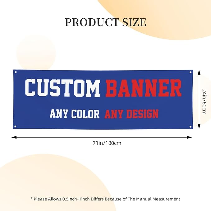 Custom Banners And Signs 6x2 Ft,Personalized Banner With Photo/Text, Banners Customized For Business Birthday Graduation Parties Indoor Outdoor