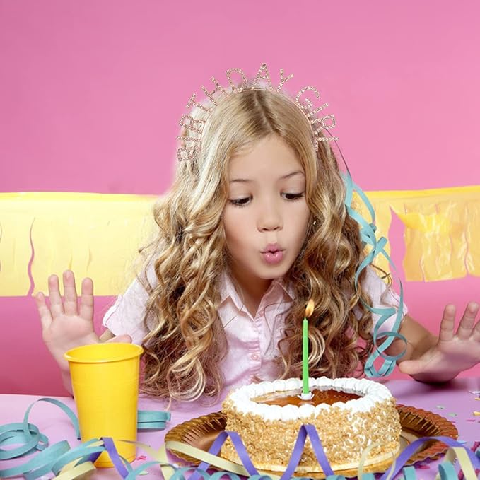 AOPRIE Birthday Girl Crown for Women with Flower Sash Rose Gold Happy Birthday Tiara for Women Headband Princess Crown Rhinestone Accessories