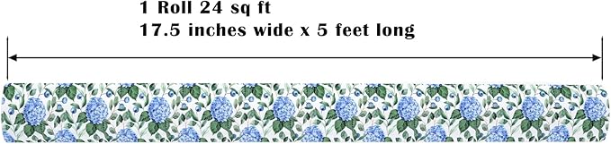 ZINTBIAL Hydrangea Floral Wrapping Paper Roll - Blue Watercolor Floral Design, 17 Inches x 16.5 Feet, Gift Wrap for Wedding, Bridal Shower, Birthday, Mother's Day, Cut Lines on Back
