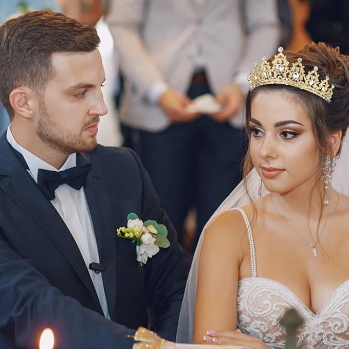 AOPRIE King & Queen Artemis Tiara and Crown for Women Men Crystal Hair Accessories for Wedding Prom Bridal Birthday Party Halloween Costume Christmas Gifts Gold Princess Tiara for Girls Boys