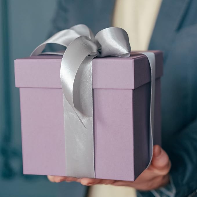 Silver Satin Ribbon - 2 Inch x 50 Yard Roll, Double Face Solid Color, Thick & Durable, 100% Polyester for Gift Wrapping, Crafts, Hair & Decorations