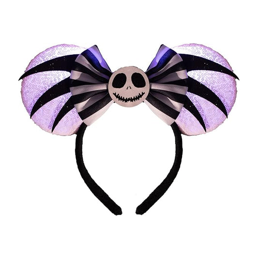 LED Mouse Ear Halloween Light Up Headband, Flash Glowing Hair Bow Party Decoration Headwear Hair Accessories for Women Girls