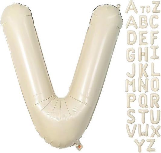 Cream Letter V Balloons,40 Inch Balloons Letter V Mylar Helium Large V Balloon for Birthday Party Anniversary Decorations