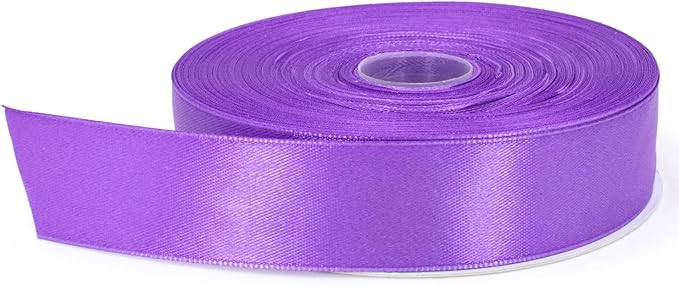 Purple Satin Ribbon, 1 Inch x 50 Yards, Double Face Solid Color, Thick and Durable Roll for Gift Wrapping, Crafts, Hair and Multiple Decorations - 100% Polyester