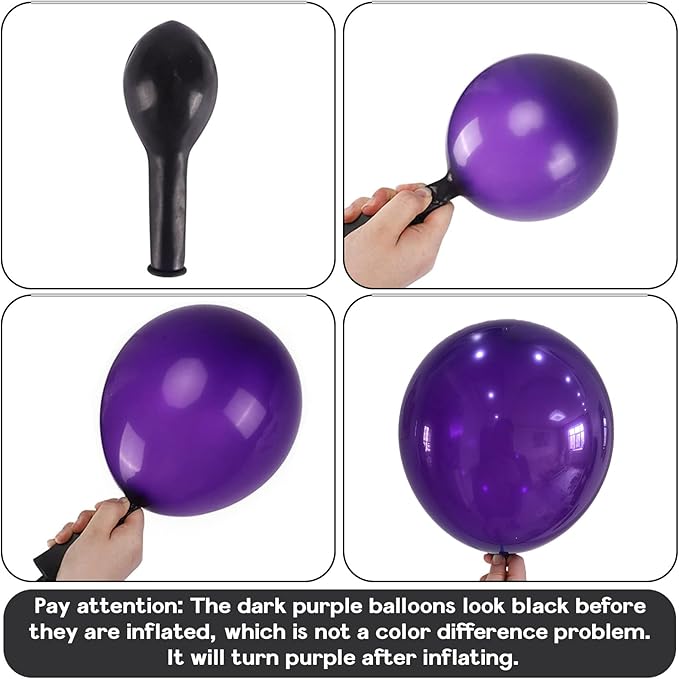 Purple Balloons - 50pcs 12 Inch Dark Purple Latex Balloons for Arch, Birthday, Halloween, Graduation Parties