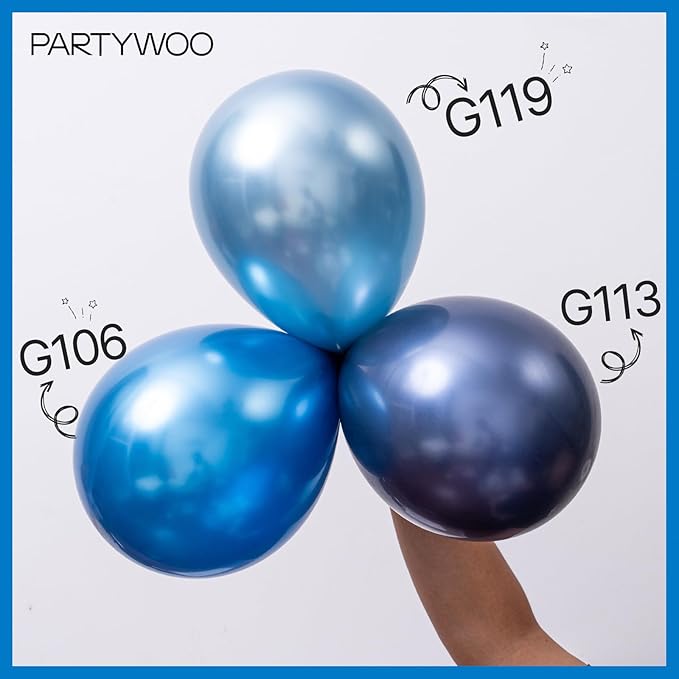 PartyWoo Metallic Navy Blue Balloons 50pcs 12 Inch Chrome Blue Balloons for Graduation Baby Shower Bridal Shower Gender Reveal Engagement Teacher Appreciation Birthday Party Decorations Blue-G113