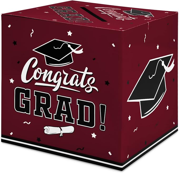 Gatherfun Graduation Party Favors Gift Decor Card Box Supplies Maroon