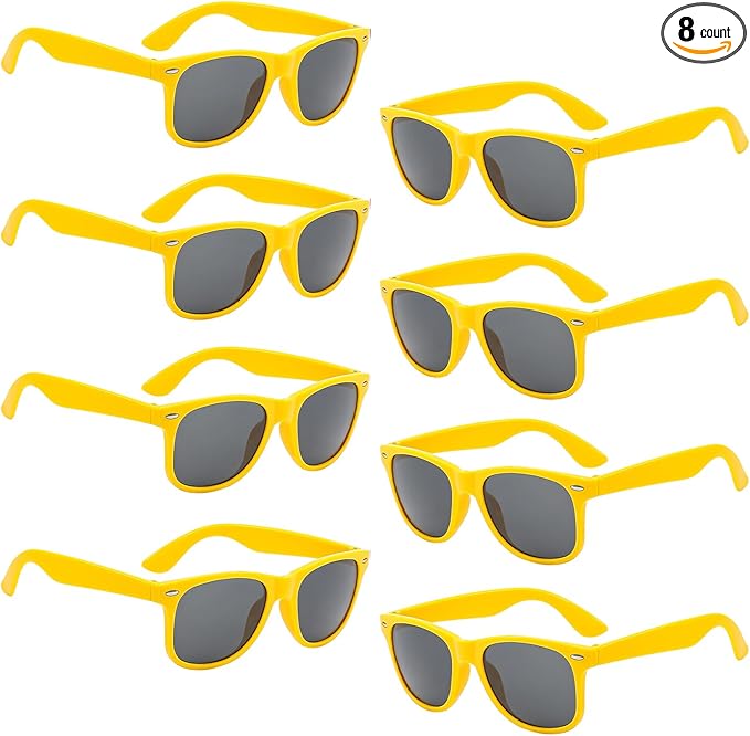Pibupibu Kids Neon Colors Party Favor Supplies Unisex Sunglasses Pack of 8