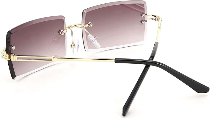 FEISEDY Vintage Rimless Sunglasses Rectangle Frameless Candy Color Glasses Women Men B2642