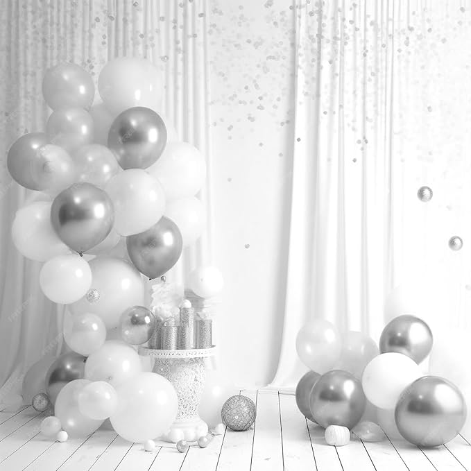 Labeol Silver Balloons Different Sizes 139PCS 18/12/10/5 Inch Balloon Garland Arch Kit Quality Latex Balloons Decorations for Party Birthday Graduation Wedding