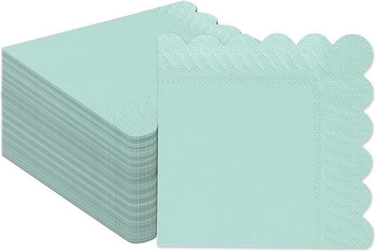 qiqee Dark Blue Cocktail Dinner Napkins 5x5inch Disposable Beverage,Wedding, Birthday Party Dessert Wave Paper Napkins(120 Count)