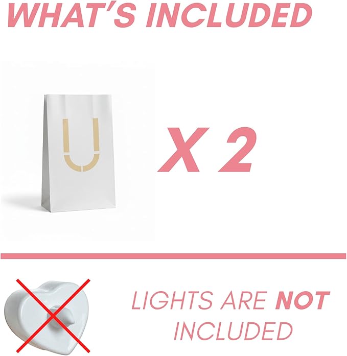 Light Up Letter U - Luminary Bags Perfect for Personalized Happy Birthday Banner, Proposal Decorations, Engagement Party Decorations and Congratulations Banner for Your Loved One