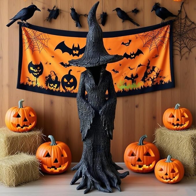 Witch Statue, Retro Magician Decor, Halloween Resin Figurine, Curse Theme Statues Figurine Halloween, Desktop Ornament Home Decoration