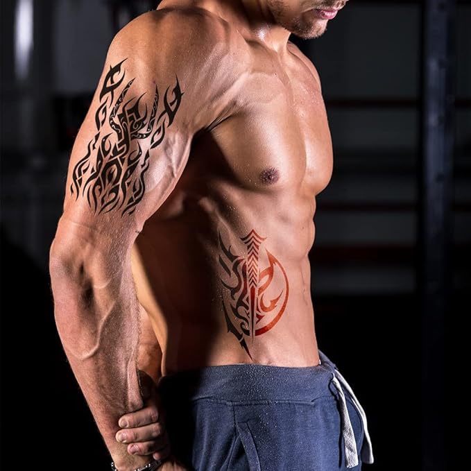 Temporary Tattoos for Men Women 10 Sheets Large Realistic Fake Tattoo Stickers Viking Tribal