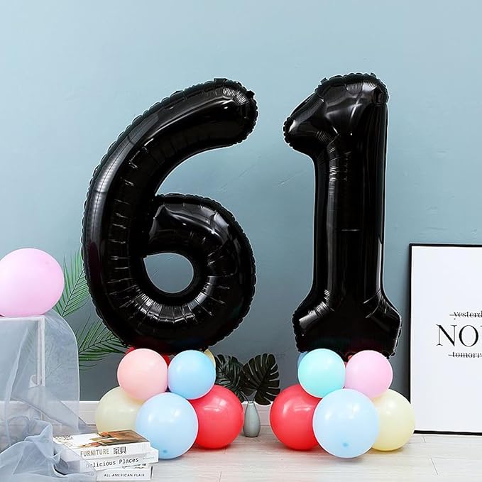 40 inch Black 6 Number Balloon Giant Foil Helium Balloons Black Large Digital Balloon 6 Number 6 Balloons for 6th Birthday Party Decorations Anniversary Events Decoration Supplies