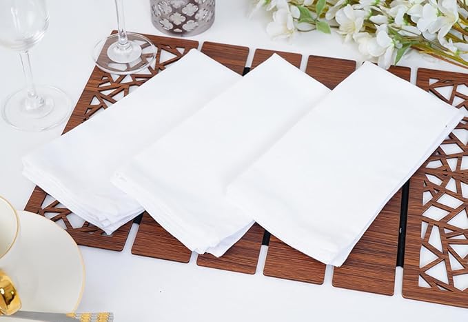 Blue Needles Solid Cloth Napkins Set of 6 White 100% Cotton Dinner Napkins 18x18 inches - Soft, Reusable, Absorbent & Washable Fall Thanksgiving Linen, Ideal for Events, Parties & Everyday Use