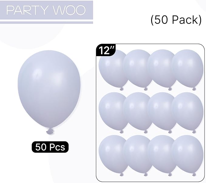 PartyWoo Dusty Blue Balloons 50pcs 12 Inch Slate Blue Boho Neutral Latex Helium Balloons for Baby Shower Wedding Graduation Anniversary Retirement Cat Tornado Birthday Party Decorations Blue-F51