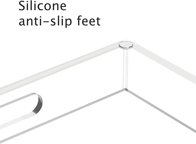 Acrylic Serving Tray with Handles-16x12x2.36Inch-Decorative Tray Letter Tray Organizer for Ottoman Coffee Table Countertop, Clear