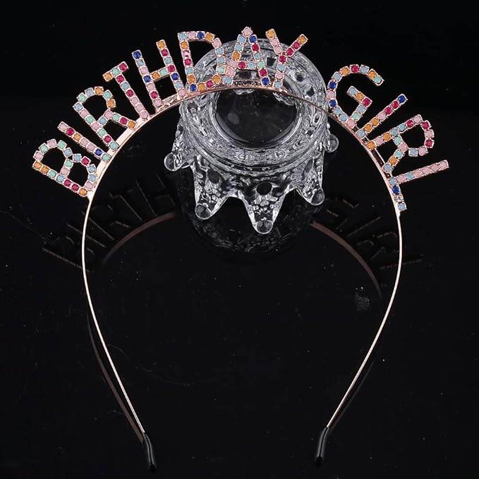 AOPRIE Birthday Girl Headband - Baroque Tiara for Women & Girls, Princess Crown Rhinestone Accessory