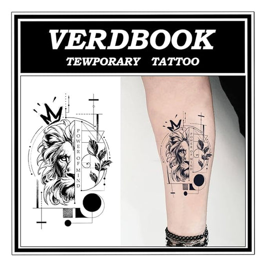 Waterproof Temporary Tattoos: 2-Sheet Tattoo Kit with Realistic Body Stickers, Semi-Permanent Tattoos for Adults Lasting 7-15 Days – Safe for Men & Women, Crowned Intellect