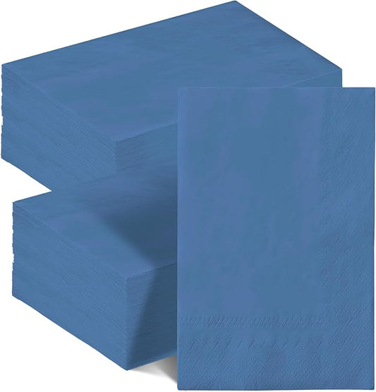 qiqee Lake Blue Paper Napkins 13 * 16inch Guest Paper Disposable Towels Napkin Paper Hand Towels for Wedding, Dinner, Birthday Party, Dessert Cocktail ＆ Kitchen Napkins（ 120 Count）