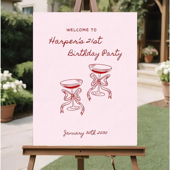 21st Birthday Sign, Birthday Party Sign, Birthday Welcome Sign, Doodle Sign, Hand Drawn Birthday Sign, Dinner Party Decor, Birthday Décor, welcome birthday party sign