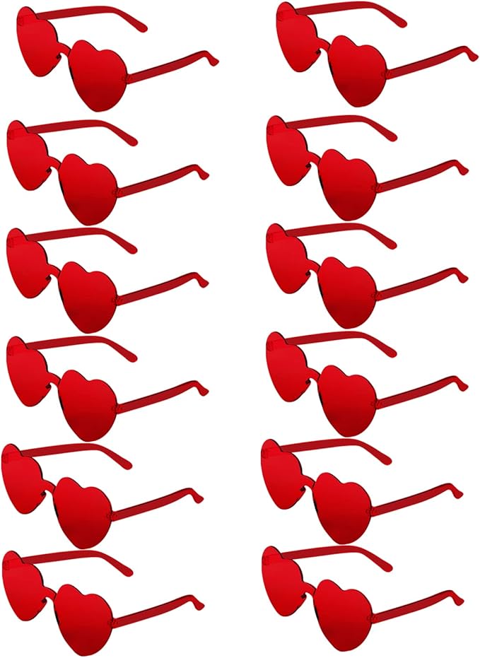 LEFIMOT 12 Pairs Heart Sunglasses for Women Heart Shaped Sunglasses Bulk Colorful Heart Glasses for Party Favor