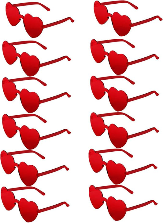 LEFIMOT 12 Pairs Heart Sunglasses for Women Heart Shaped Sunglasses Bulk Colorful Heart Glasses for Party Favor