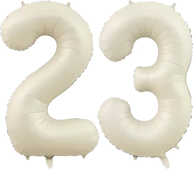 40 Inch Large Cream White 32 Balloon Numbers Big Foil Helium Number Balloons Jumbo Happy 32nd Mylar Birthday Party Decorations for Women or Men 23 Anniversary Party Supplies