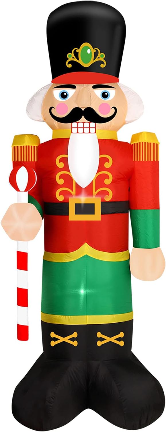 Christmas Inflatable Snowman/Nutcracker/Santa Claus Lighted Blow Up Christmas Yard Decoration with Built in Fan and Anchor Ropes (02-Nutcracker)