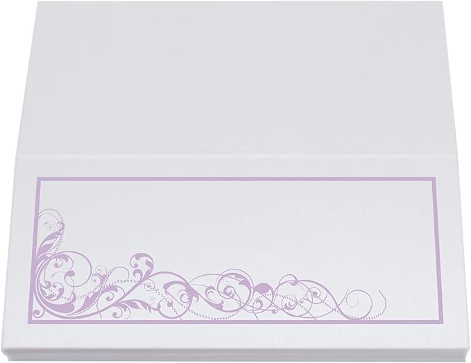 Scribble Vintage Swirl Place Cards, Lavender (Choose Color), Set of 25, Pre-cut and Scored - Wedding, Party, Dinner, and Special Events - Made in the USA
