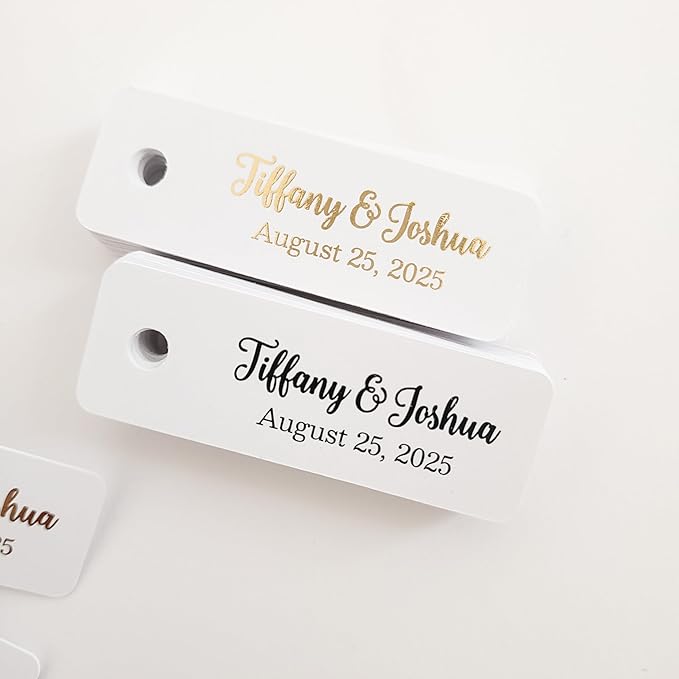 100 pcs Custom Wedding Favor Gift Tags, Extra Small Personalized Thank You Tags for Weddings, Birthdays, Bridal Shower, Baby Shower, Party Decorations